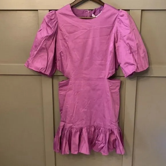 Veronica Beard Iker Puff Sleeve Cutout Dress in Vivid Orchid Size 10 New NWT - Picture 7 of 13